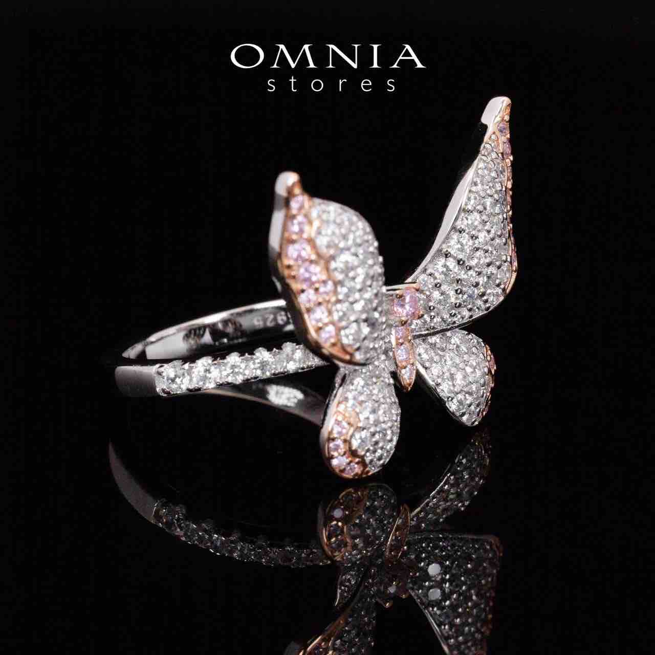 Omnia Brisa Butterfly Rose Gold Ring With High Quality Simulated Diamonds in 925 Silver - Image 2