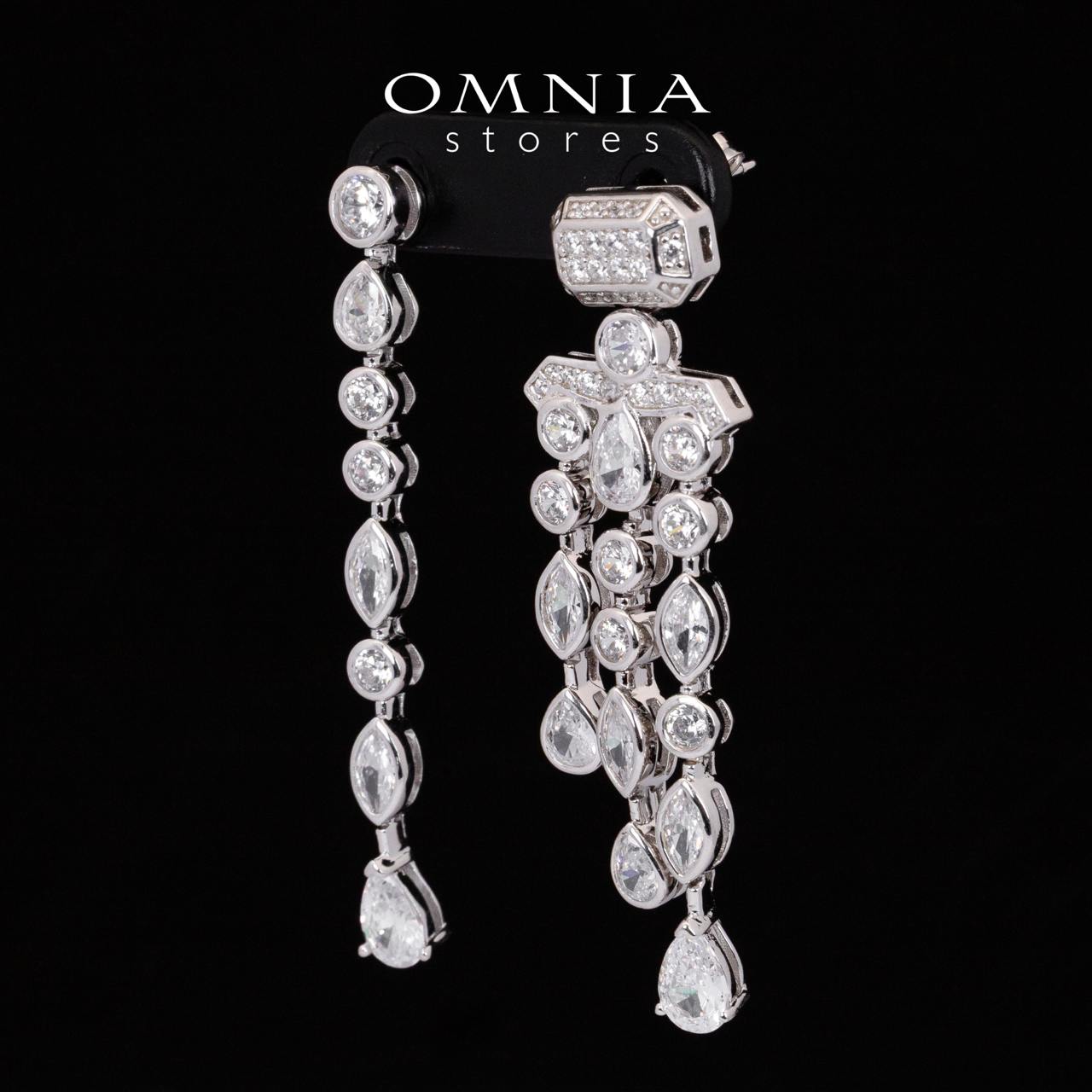 Omnia Anali White Drop Earrings With High Quality Simulated Diamonds in 925 Silver - Image 2