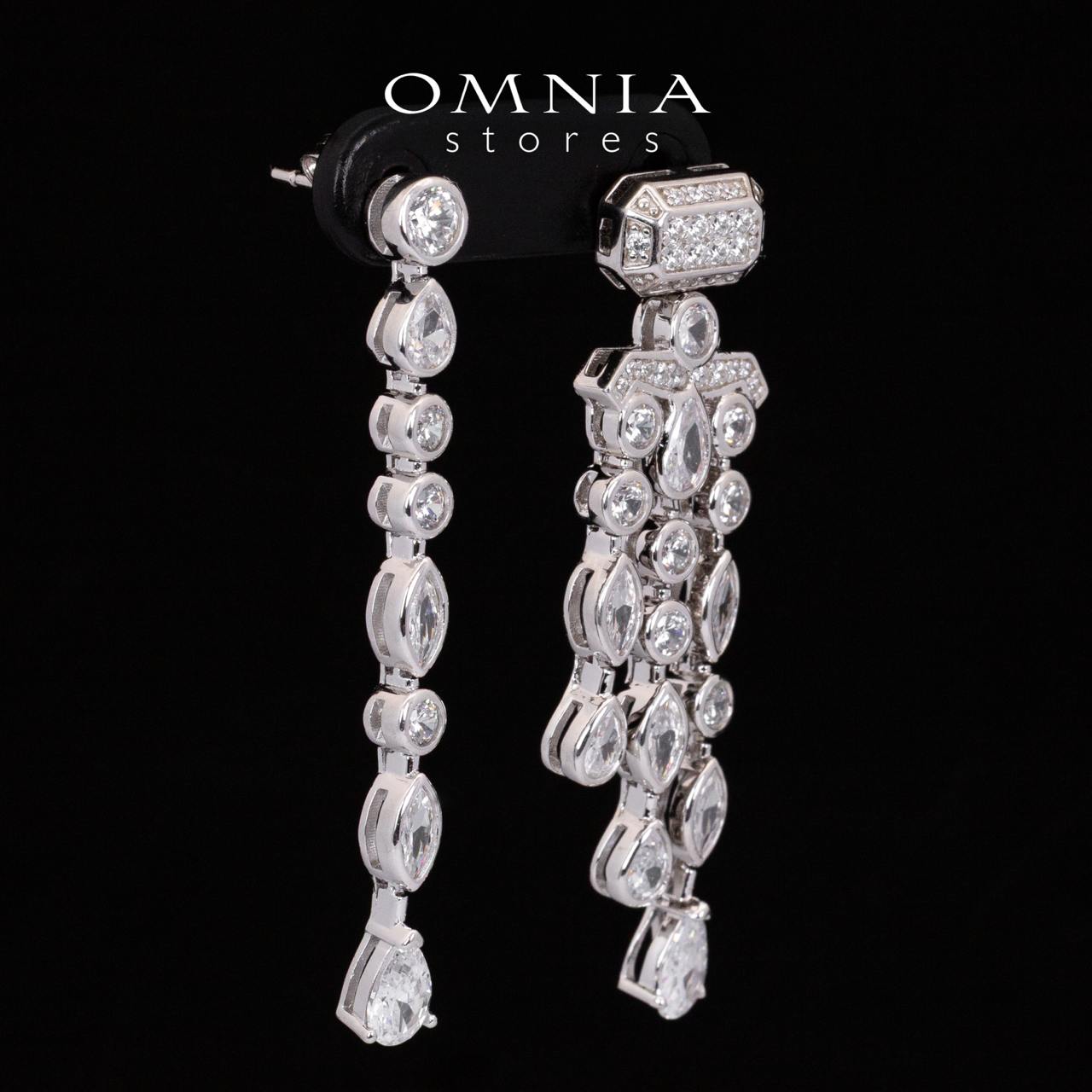 Omnia Anali White Drop Earrings With High Quality Simulated Diamonds in 925 Silver - Image 5