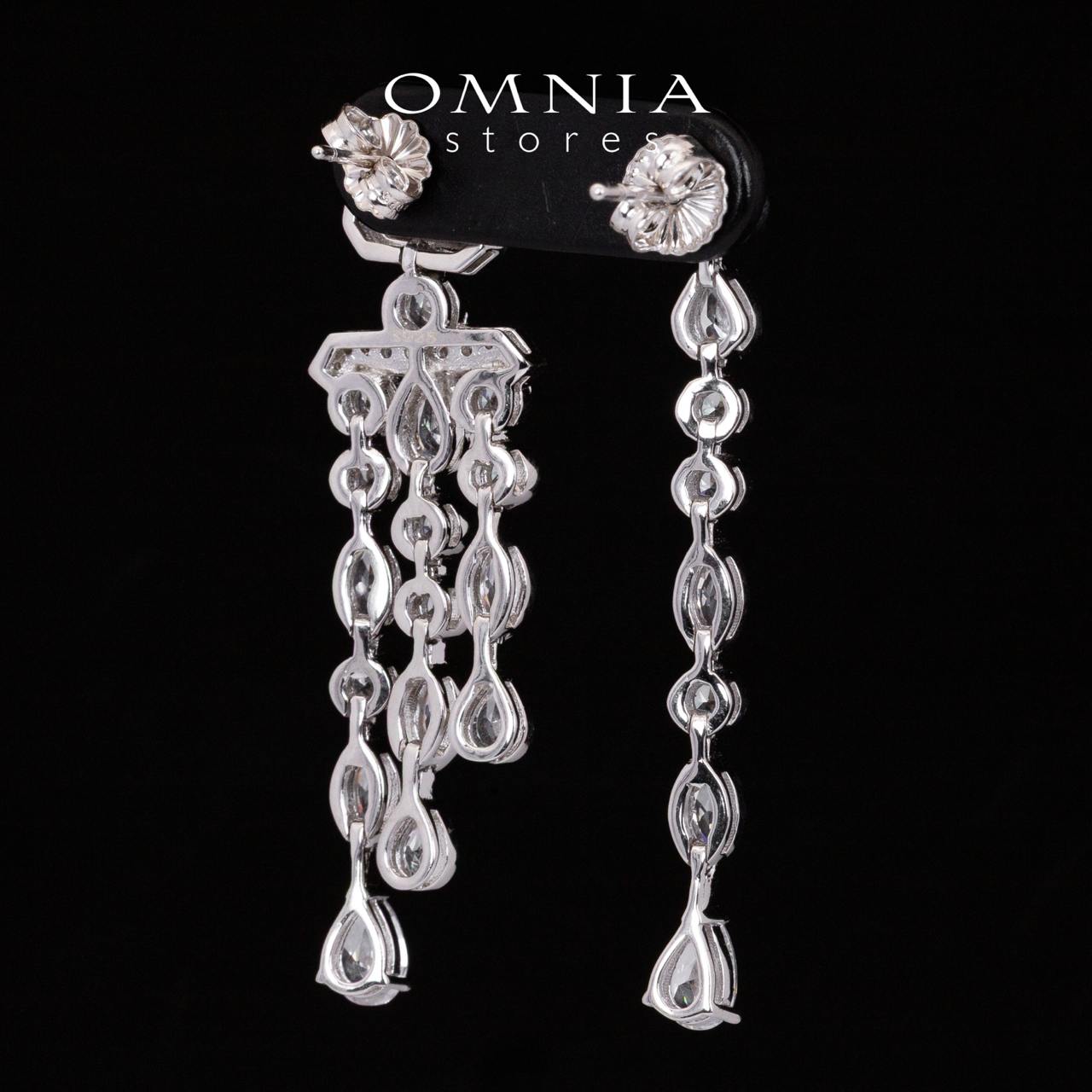 Omnia Anali White Drop Earrings With High Quality Simulated Diamonds in 925 Silver - Image 4