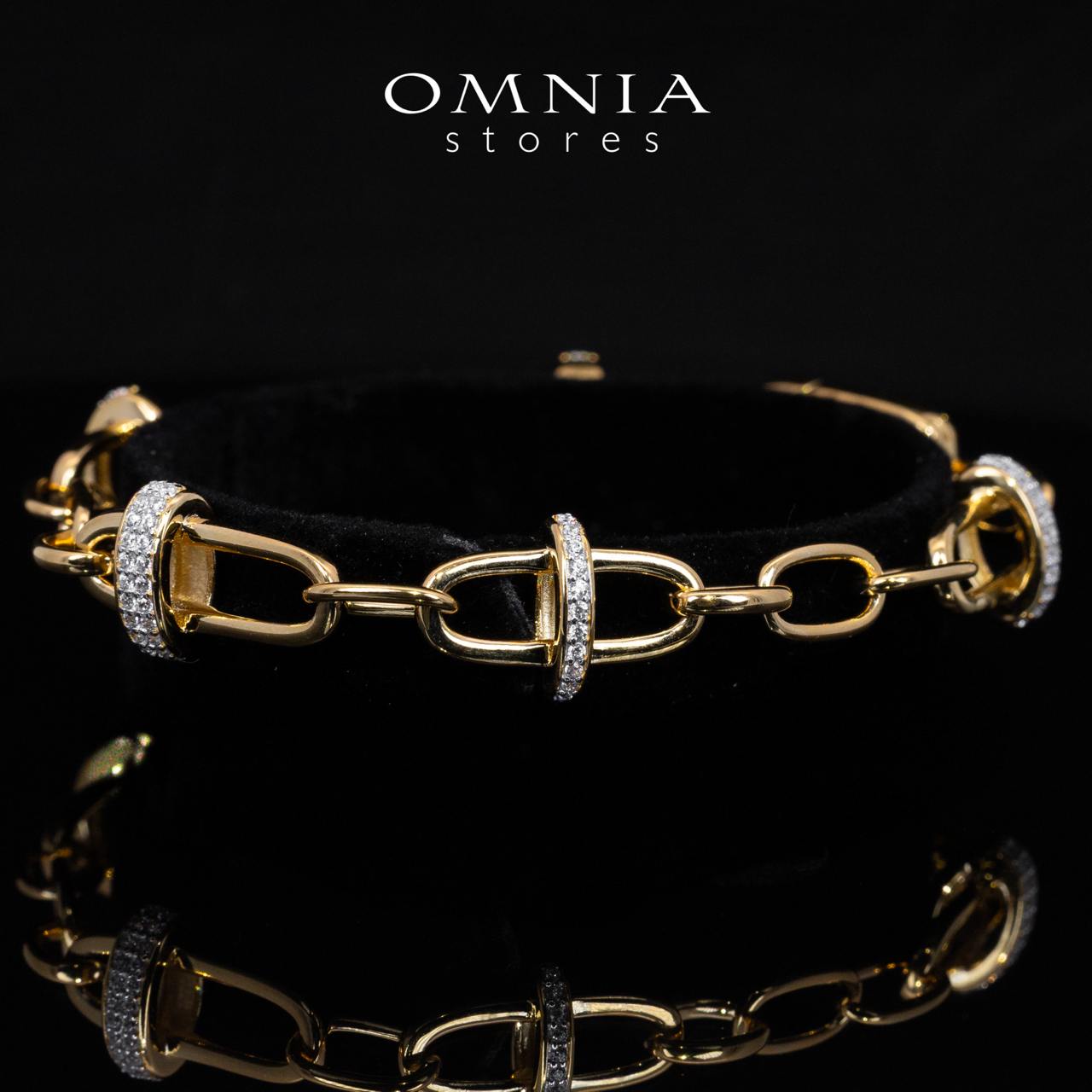 Omnia Marla Gold and White Bracelet With High Quality Simulated Diamonds in 925 Silver - Image 2