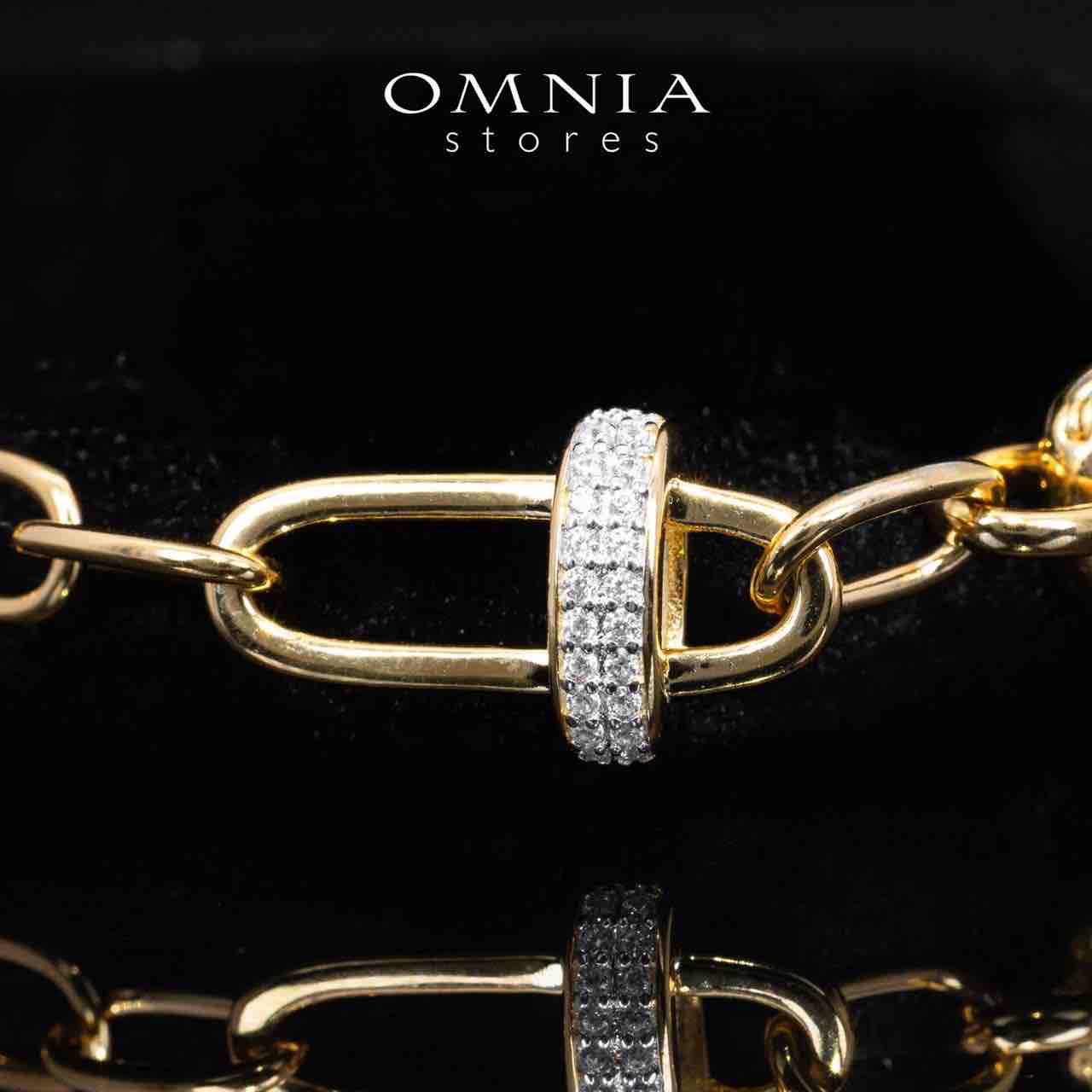Omnia Marla Gold and White Bracelet With High Quality Simulated Diamonds in 925 Silver - Image 3