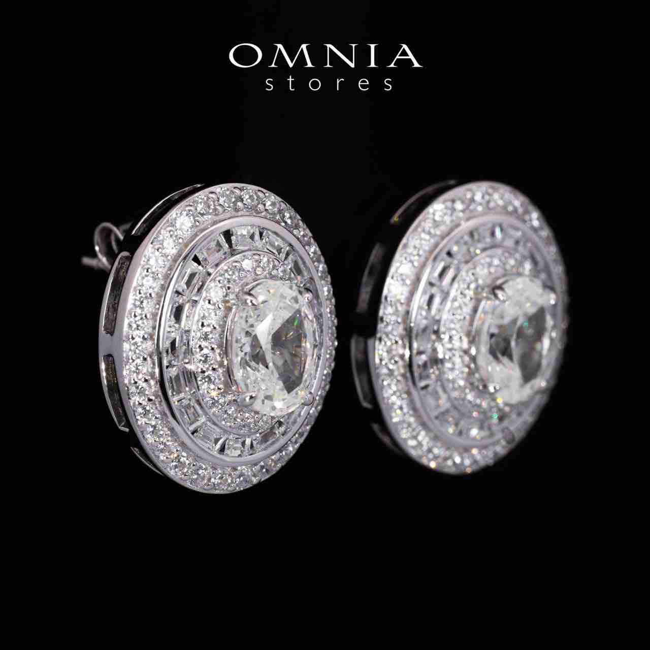 Adah Round White Earrings With High Quality Simulated Diamonds in 925 Silver - Image 2