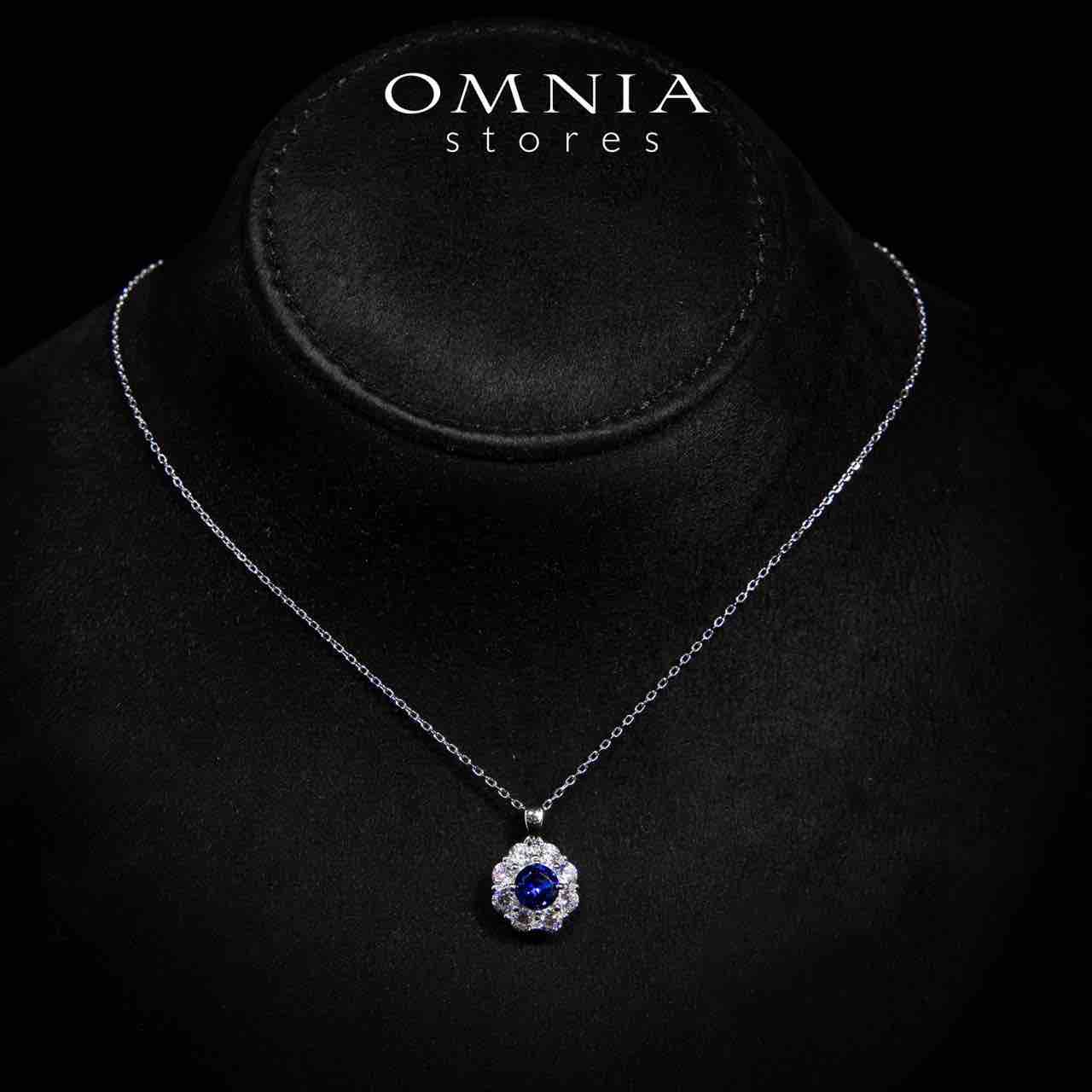 Mashael Blue Flower Cut Pendant Necklace With High Quality Simulated Diamonds in 925 Silver - Image 2
