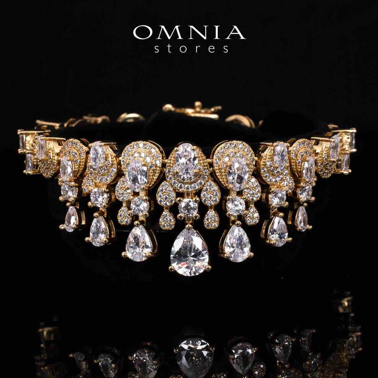 Aleya Golden Luxury Bridal Full Long chain Set in High Quality Simulated Diamonds Rhodium Plated - Image 5