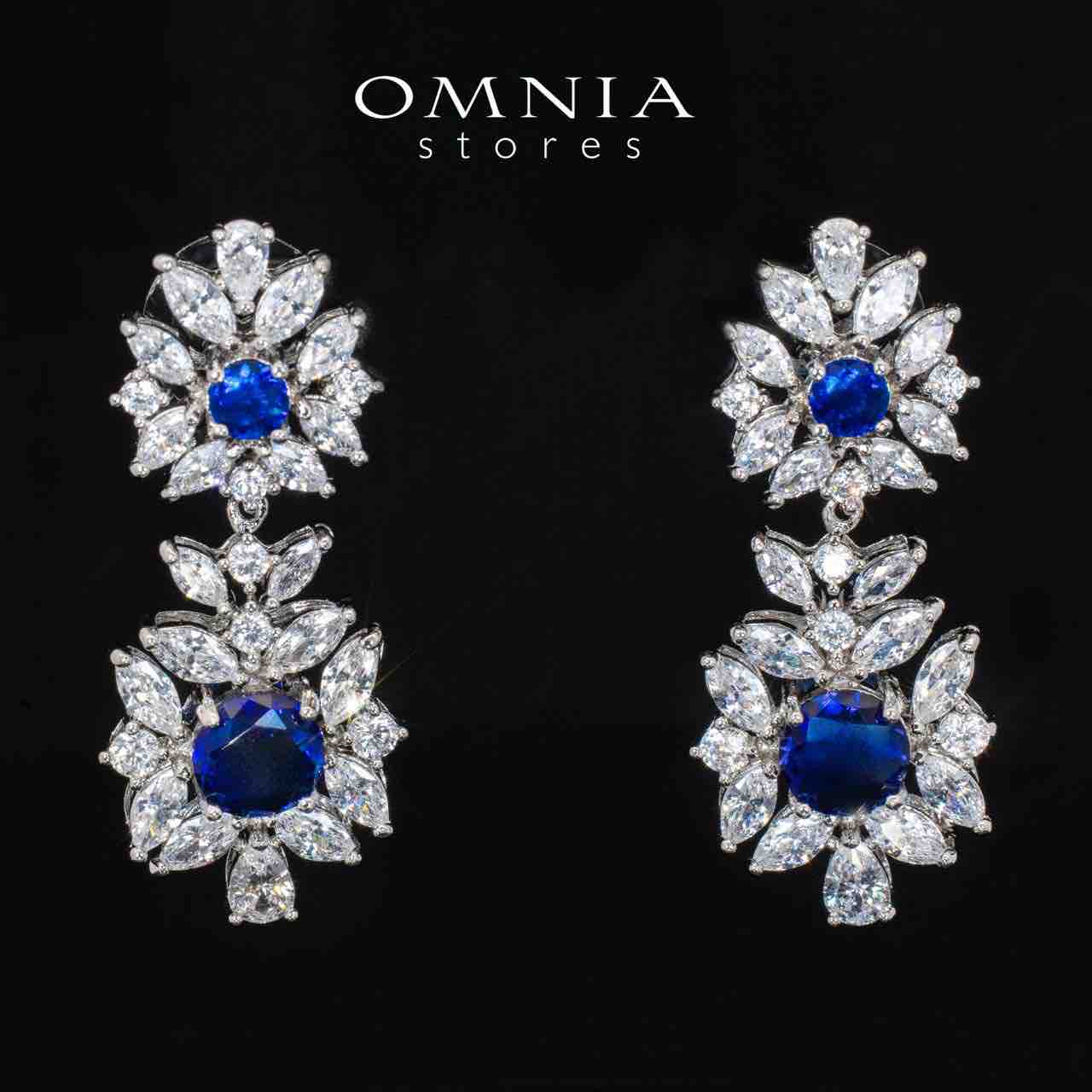 Nareen Blue Luxury Bridal Full Set in High Quality Zircon Stone Rhodium Plated - Image 5