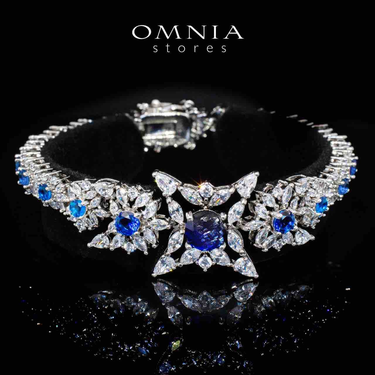 Nareen Blue Luxury Bridal Full Set in High Quality Zircon Stone Rhodium Plated - Image 4