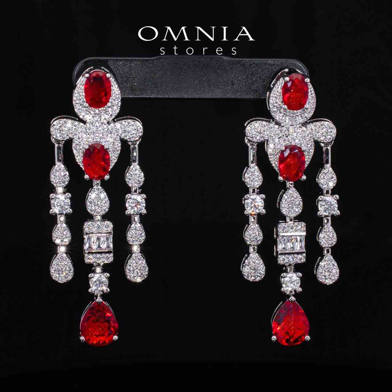 Aleya Red Luxury Bridal Full Long chain Set in High Quality Simulated Diamonds Rhodium Plated - Image 5