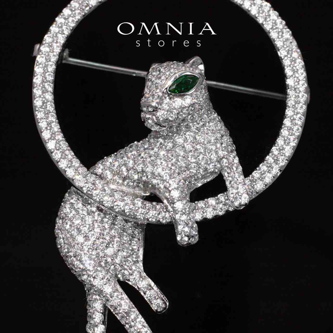 Nyomi White TIger Brooch With High Quality Simulated Diamonds in 925 Silver - Image 2