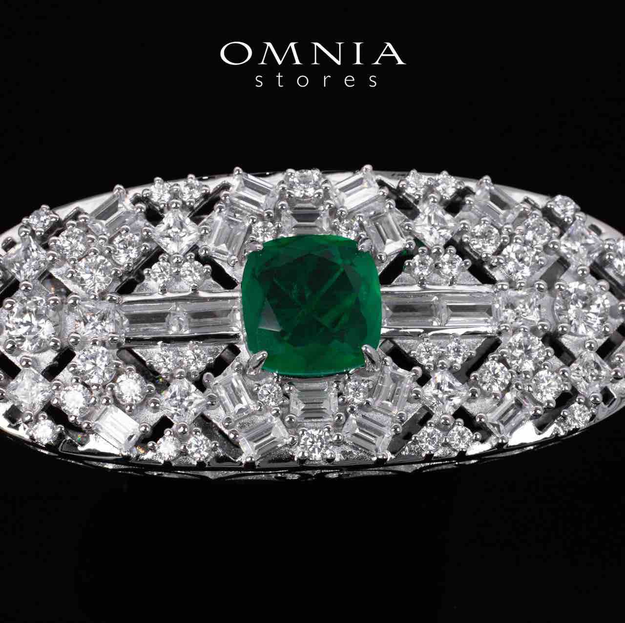 Elina Green Brooch With High Quality Simulated Diamonds in 925 Silver - Image 2