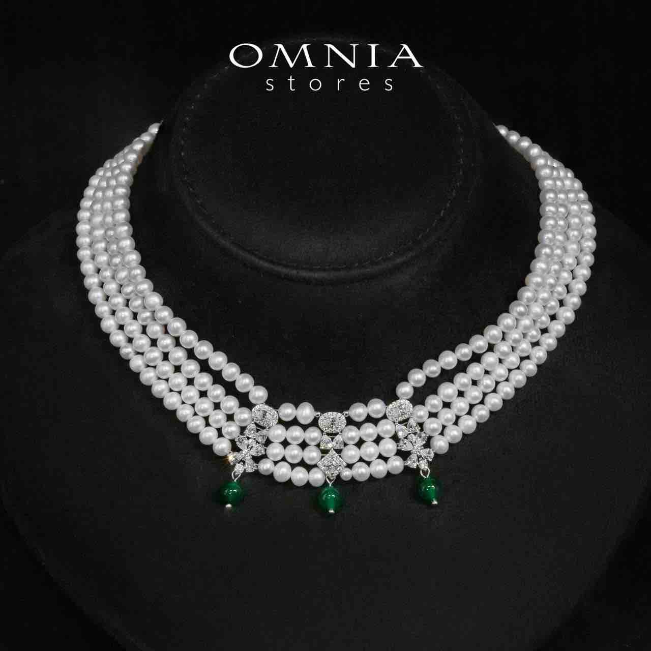 Shayna Green and White Real Preal Necklace With High Quality Simulated Diamonds in 925 Silver - Image 3