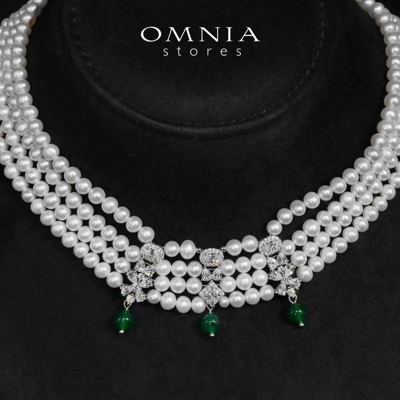 Shayna Green and White Real Preal Necklace With High Quality Simulated Diamonds in 925 Silver - Image 4