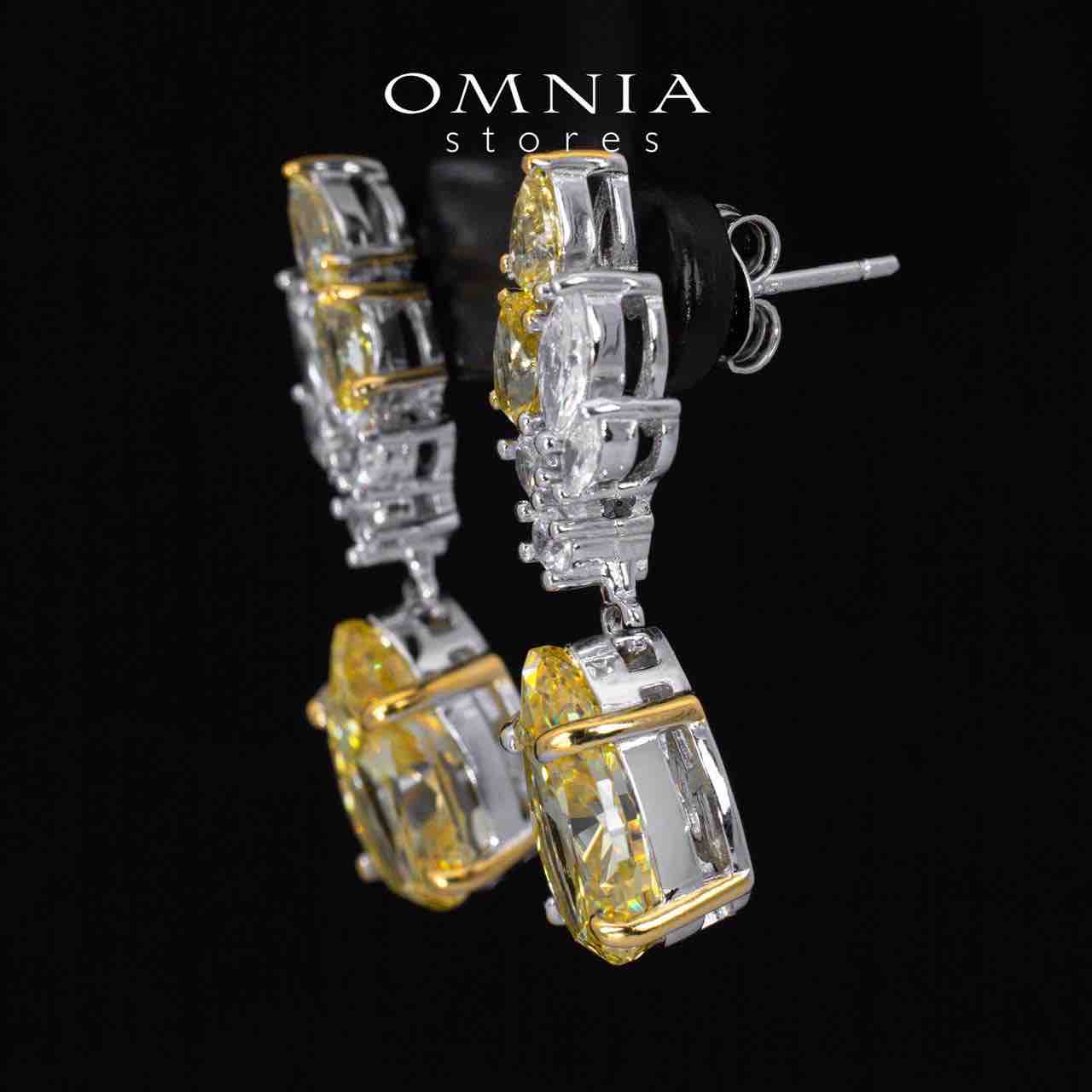 Elia Winged yellow and White Drop Earrings With High Quality Simulated Diamonds in 925 Silver - Image 2