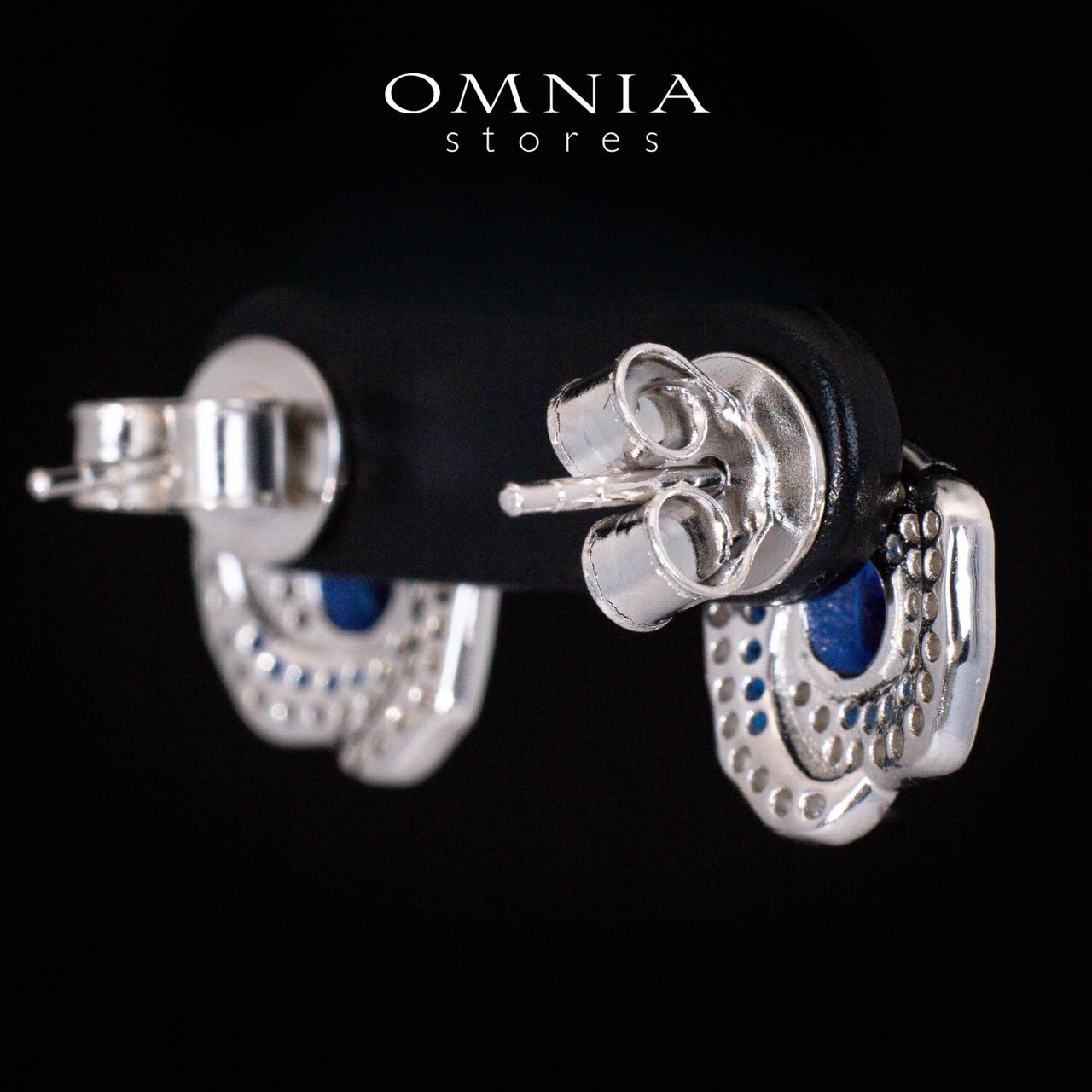 Jillian Floral Blue and White Earrings With High Quality Simulated Diamonds in 925 Silver - Image 5