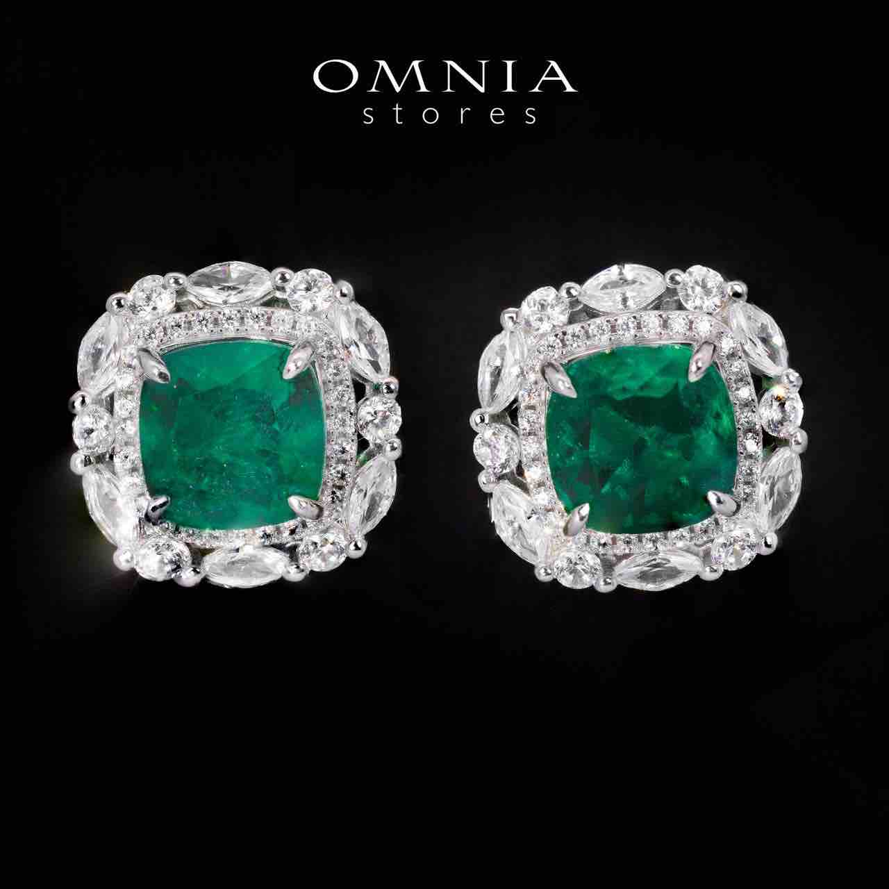 Teresa Green and White Earrings With High Quality Simulated Diamonds in 925 Silver - Image 3