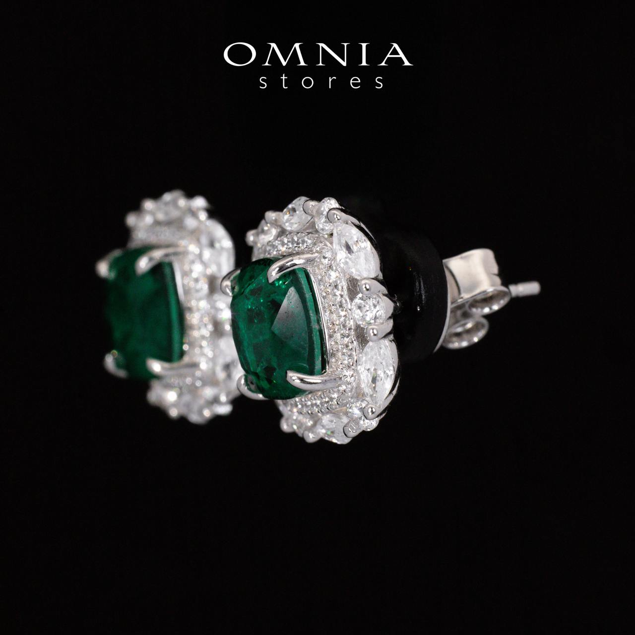Teresa Green and White Earrings With High Quality Simulated Diamonds in 925 Silver - Image 4