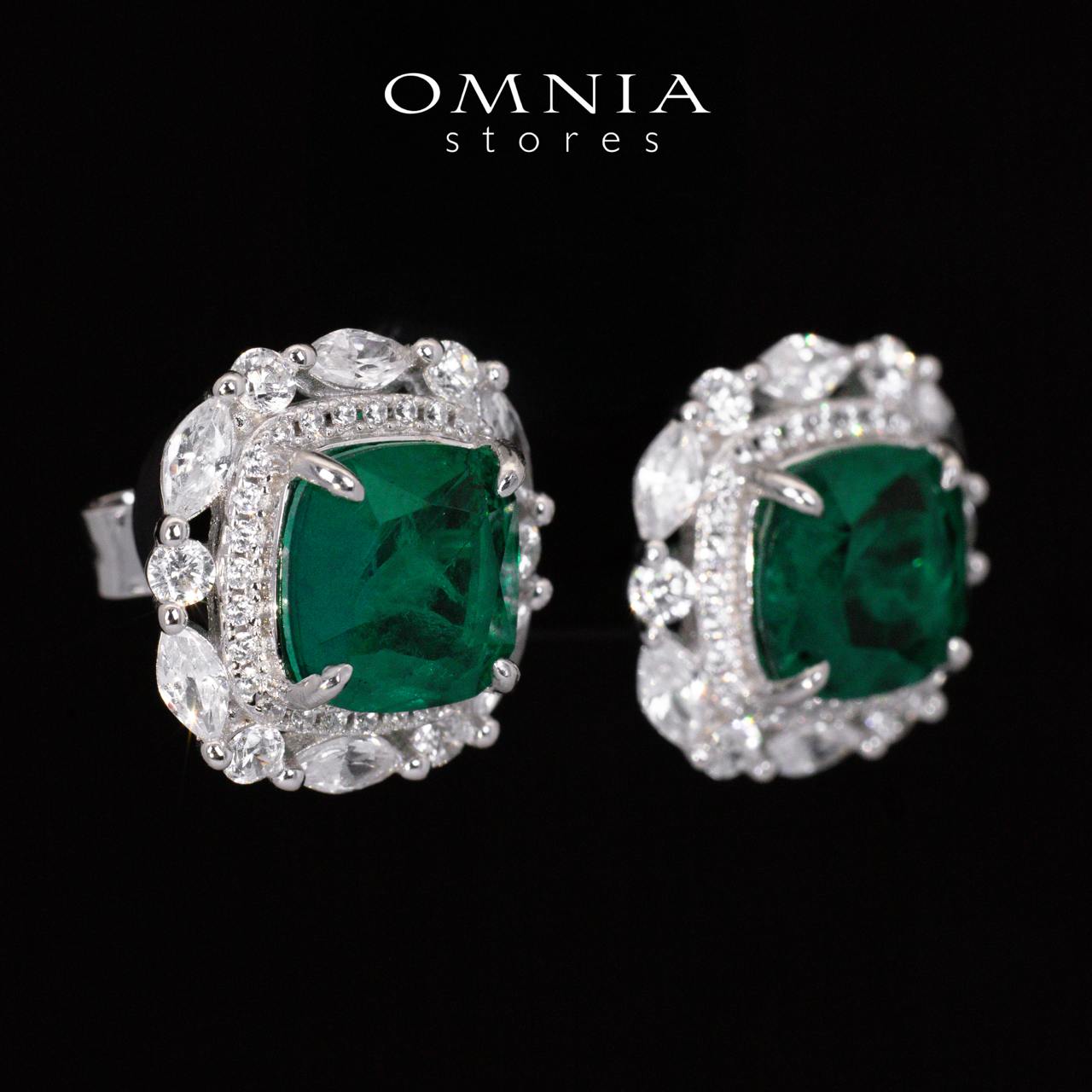 Teresa Green and White Earrings With High Quality Simulated Diamonds in 925 Silver - Image 6