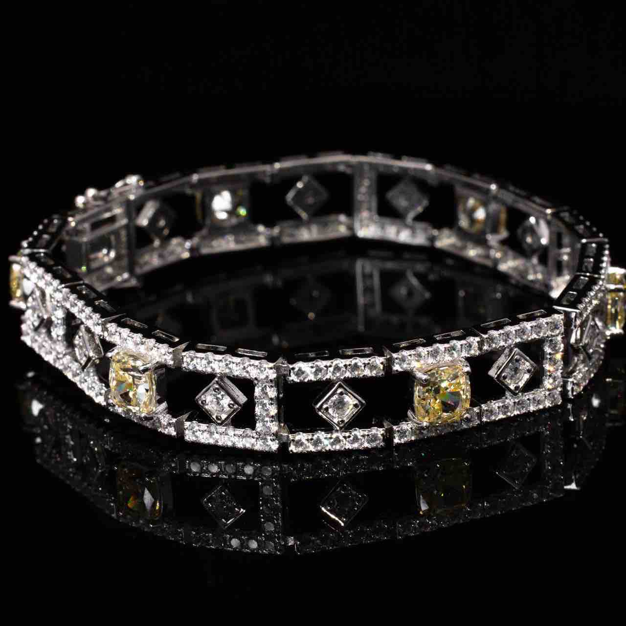 Romina Yellow and White Bracelet With High Quality Simulated Diamonds in 925 Silver - Image 2