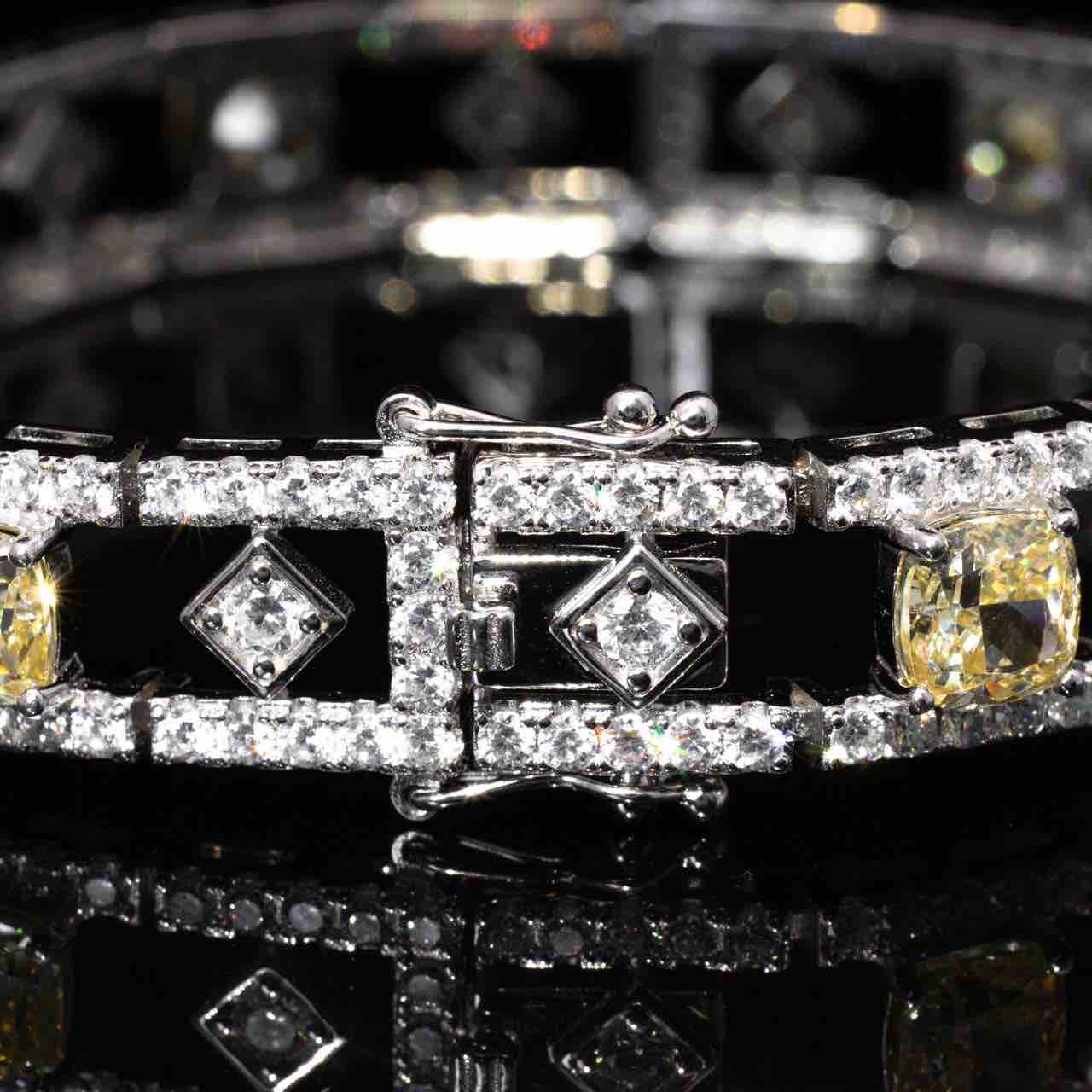 Romina Yellow and White Bracelet With High Quality Simulated Diamonds in 925 Silver - Image 3