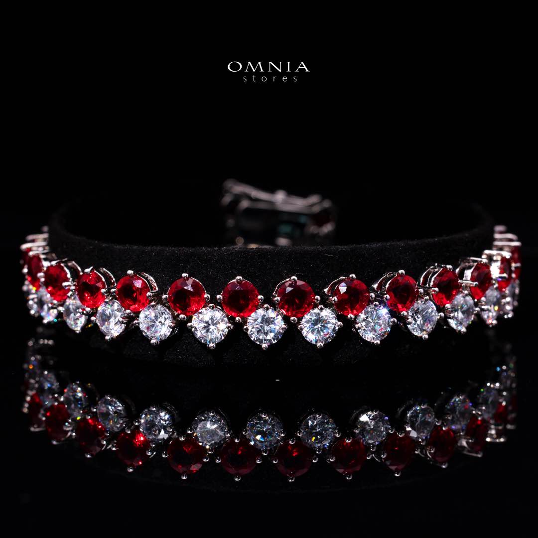 Omnia Hessa Red and White Luxury Bridal Full Set in High Quality Simulated Diamonds - Image 3