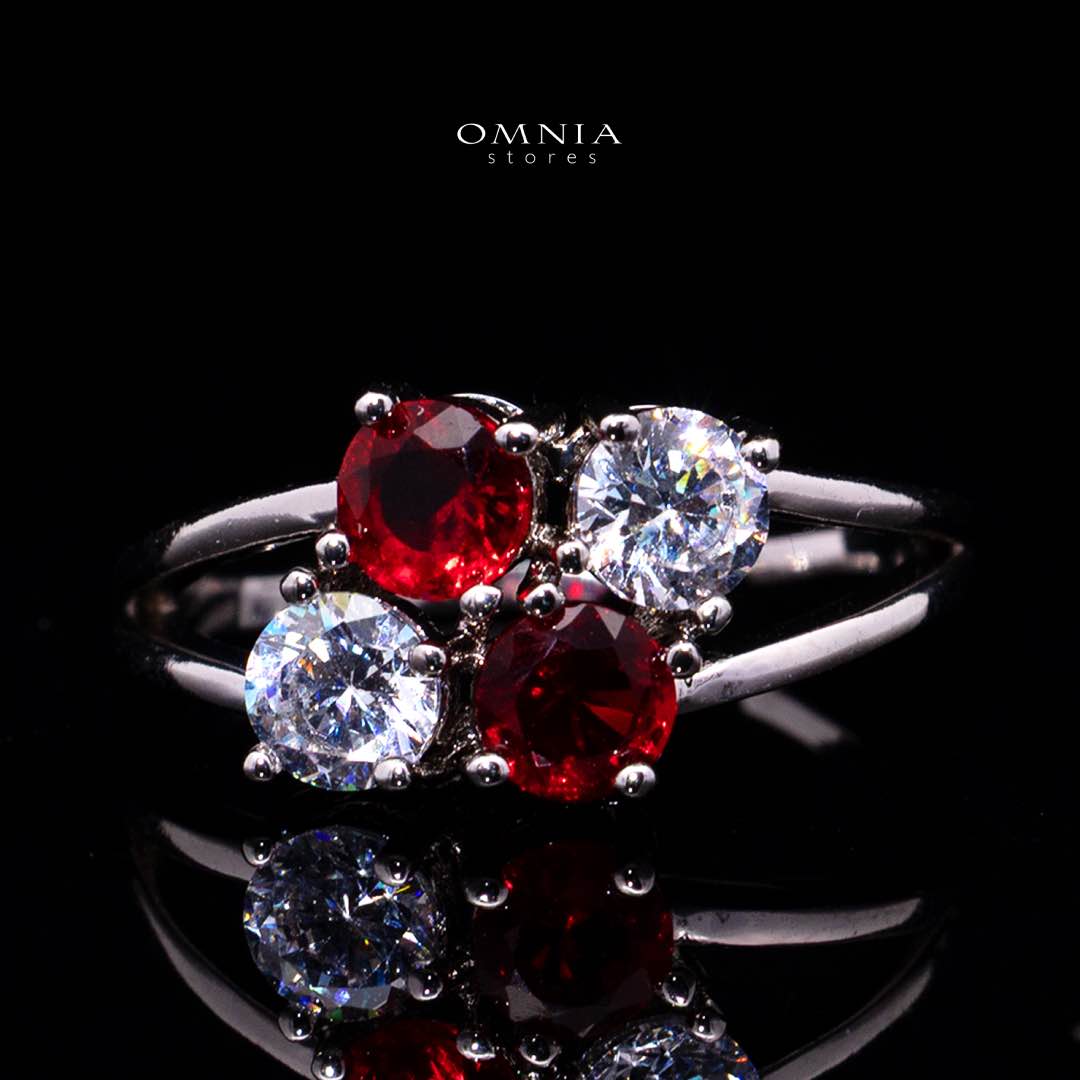 Omnia Hessa Red and White Luxury Bridal Full Set in High Quality Simulated Diamonds - Image 4