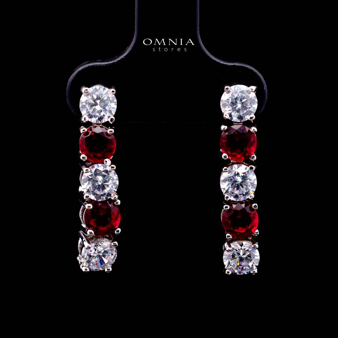 Omnia Hessa Red and White Luxury Bridal Full Set in High Quality Simulated Diamonds - Image 5
