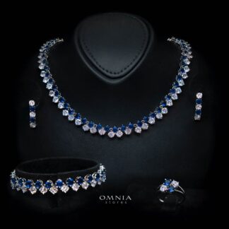 Omnia Hessa Blue and Whte Luxury Bridal Full Set in High Quality Simulated Diamonds (16cm only available in KSA)