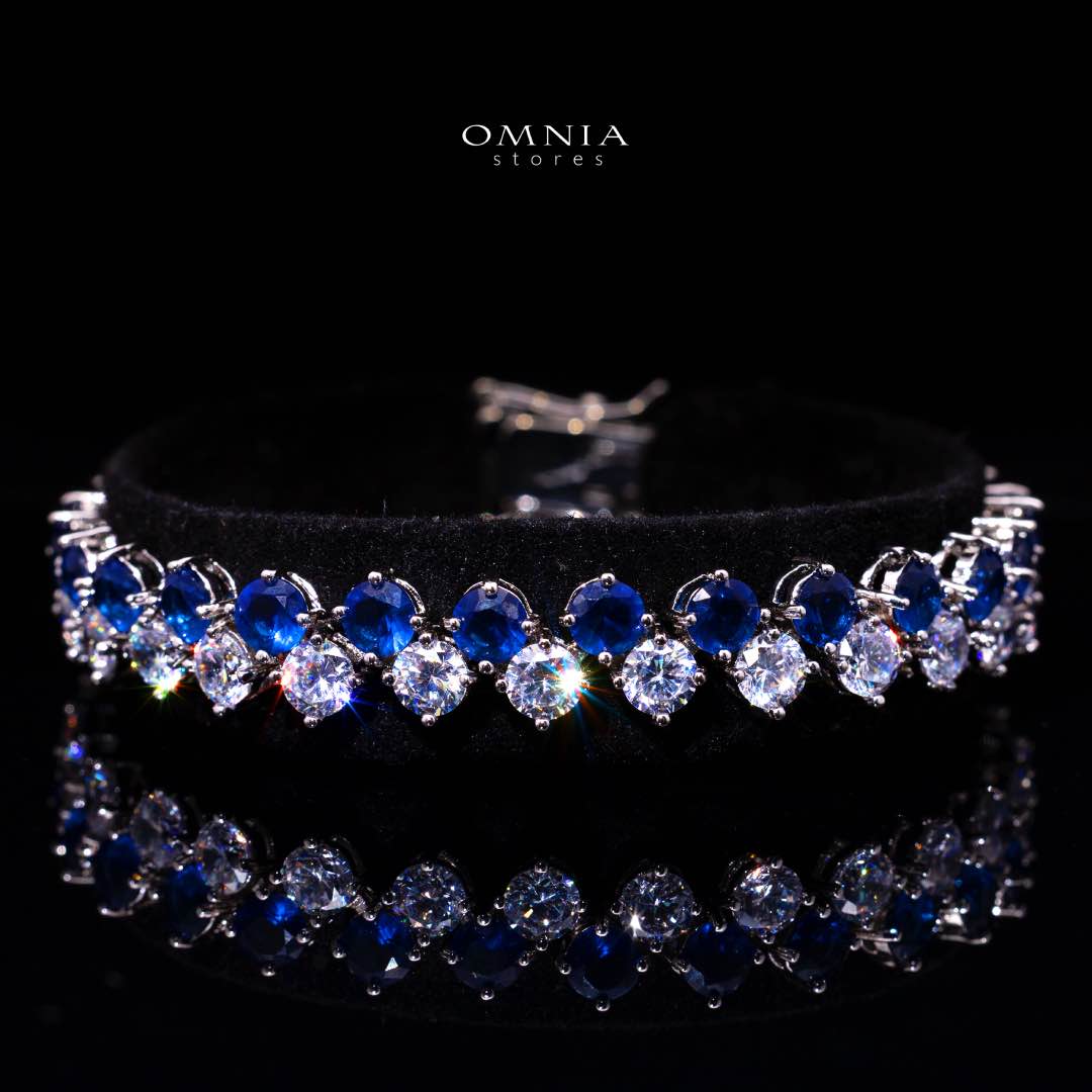 Omnia Hessa Blue and Whte Luxury Bridal Full Set in High Quality Simulated Diamonds (16cm only available in KSA) - Image 3