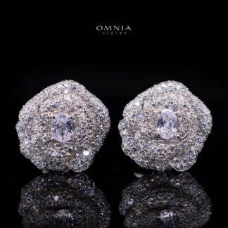 Omnia Eiza Rose Clip Earrings With High Quality Simulated Diamonds In 925 Silver