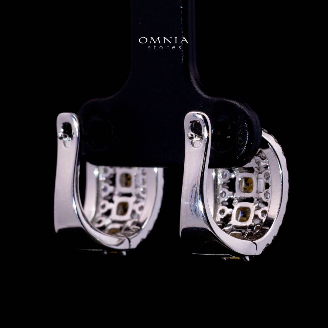 Dianna Yellow and White Clip Earrings With High Quality Simulated Diamonds in 925 Silver - Image 3