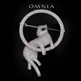 Nyomi White TIger Brooch With High Quality Simulated Diamonds in 925 Silver
