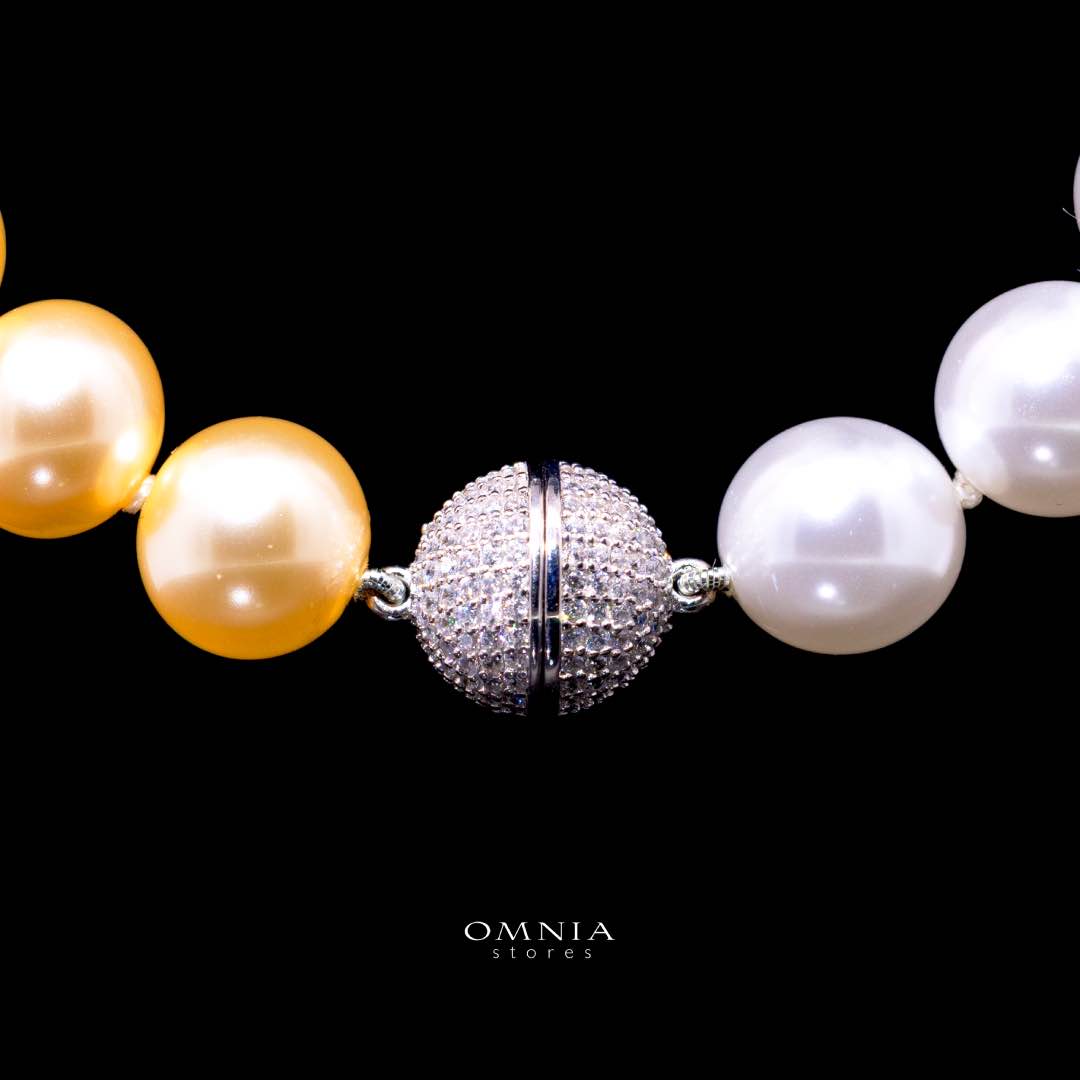 Omnia Sahana Multi Color Pearl Necklace With High Quality Lab Crafted Stones In 925 Silver - Image 2