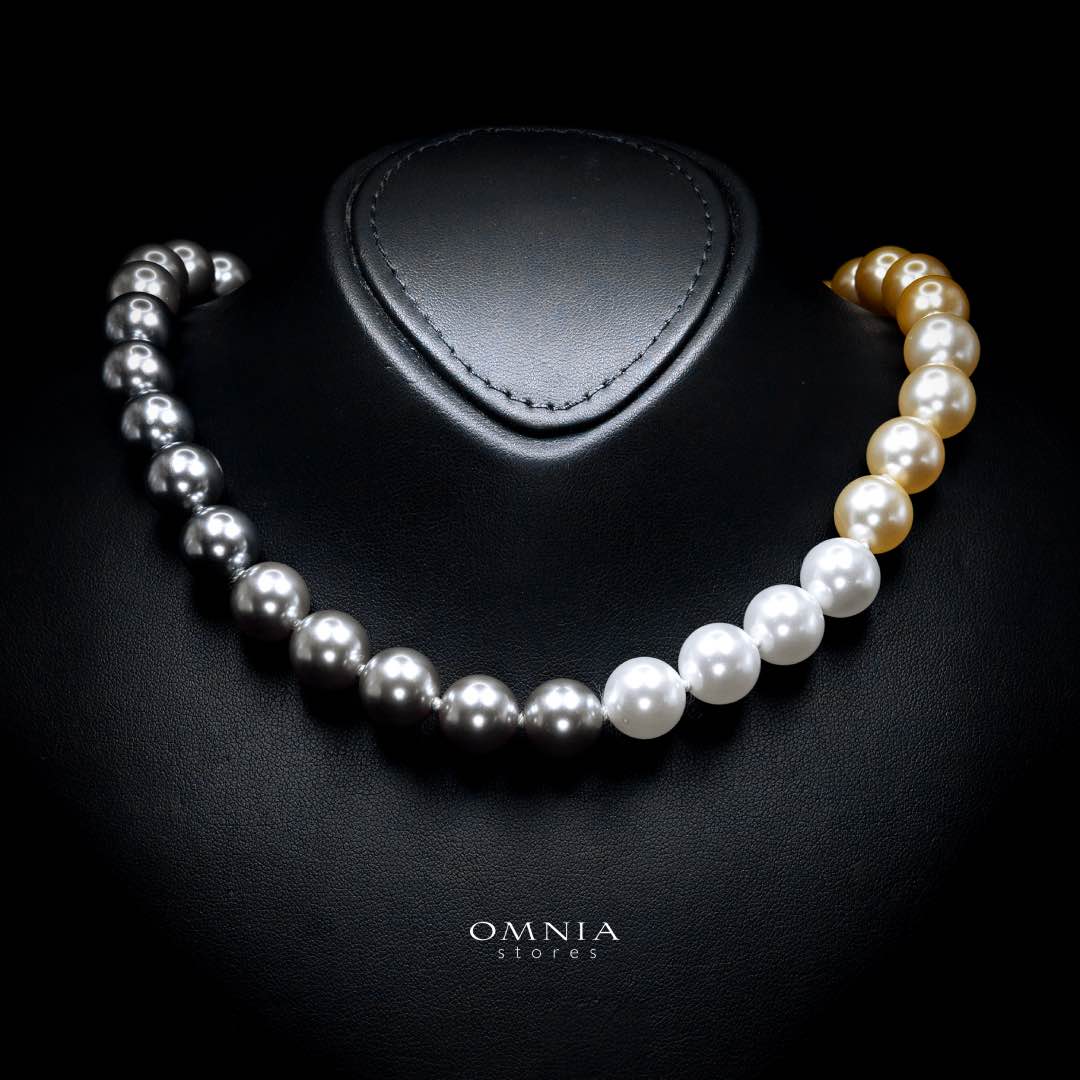 Omnia Sahana Multi Color Pearl Necklace With High Quality Lab Crafted Stones In 925 Silver - Image 3
