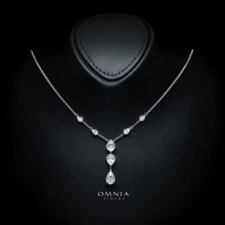 Omnia Zaida White Necklace With High Quality Certified Lab Crafted Stones In 925 Silver
