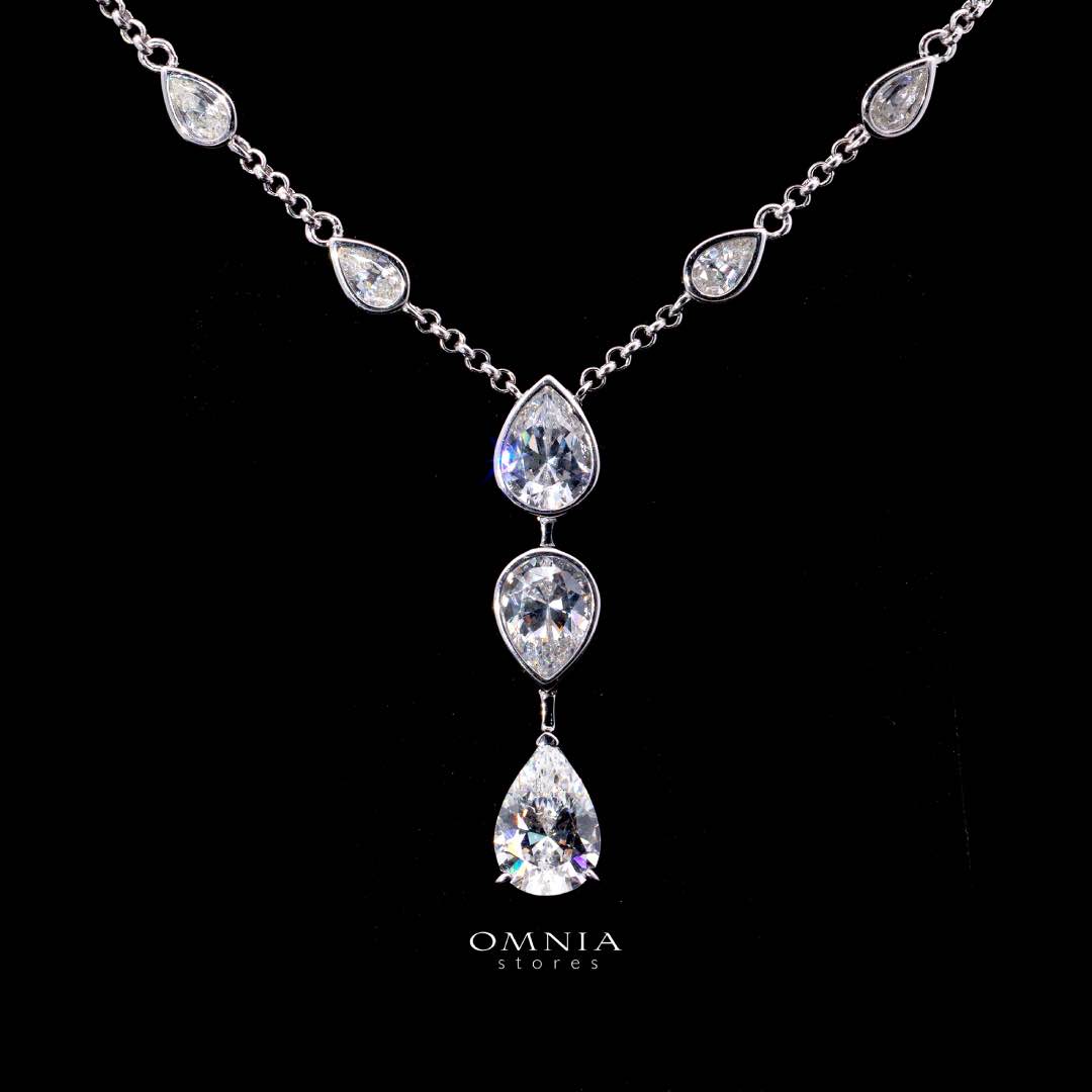 Omnia Zaida White Necklace With High Quality Certified Lab Crafted Stones In 925 Silver - Image 2