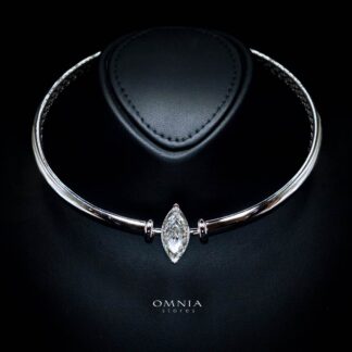 Omnia Amyah White Choker Necklace With High Quality Certified Lab Crafted Stones In 925 Silver
