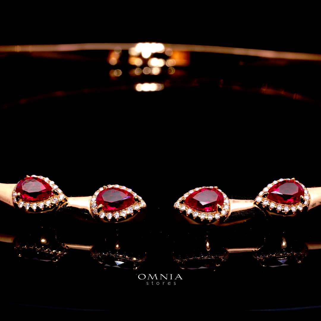 Omnia Isha Rose Gold and Red Choker Necklace With Certified High Quality Lab Crafted Stones In 925 Silver - Image 2
