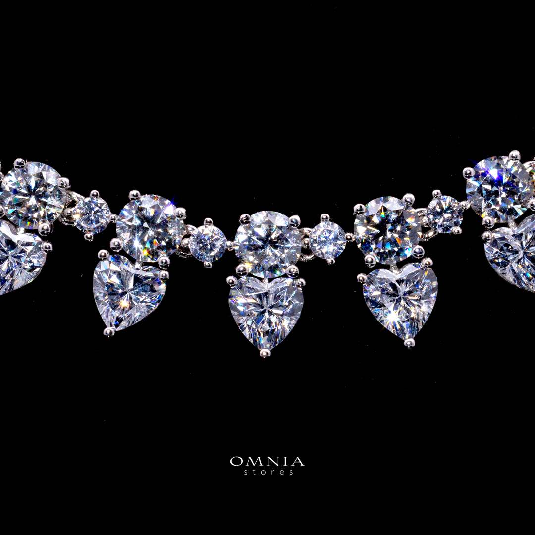 Omnia Jiya White Necklace With High Quality Certified Lab Crafted Stones In 925 Silver - Image 2