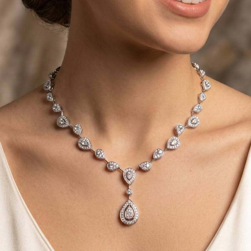 Omnia Amaira White Necklace With High Quality Certified Lab Crafted Stones In 925 Silver - Image 4