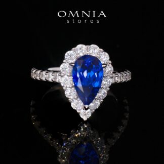 Emoni Blue Pear Cut Certified Lab Crafted Ring With High Quality 925 Silver
