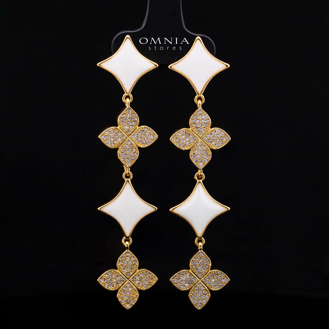 Omnia Golden Clove White Choker Full Set with High-Quality Simulated Diamonds Gold Plated 42cm - Image 4