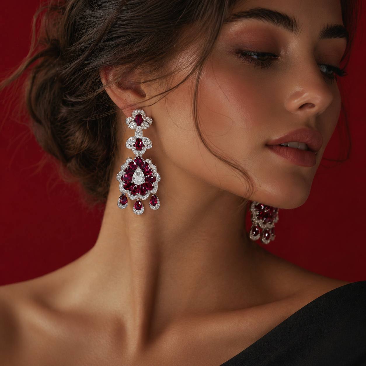 Rayna Red Certified Lab Crafted Drop Earrings With High Quality 925 Silver - Image 2
