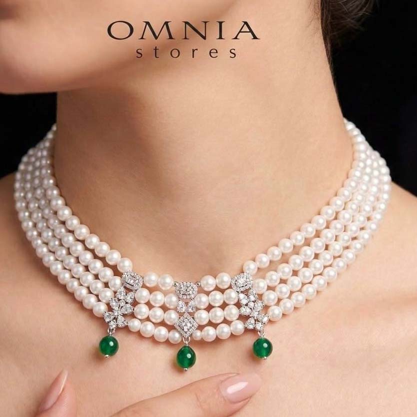 Shayna Green and White Real Preal Necklace With High Quality Simulated Diamonds in 925 Silver - Image 2