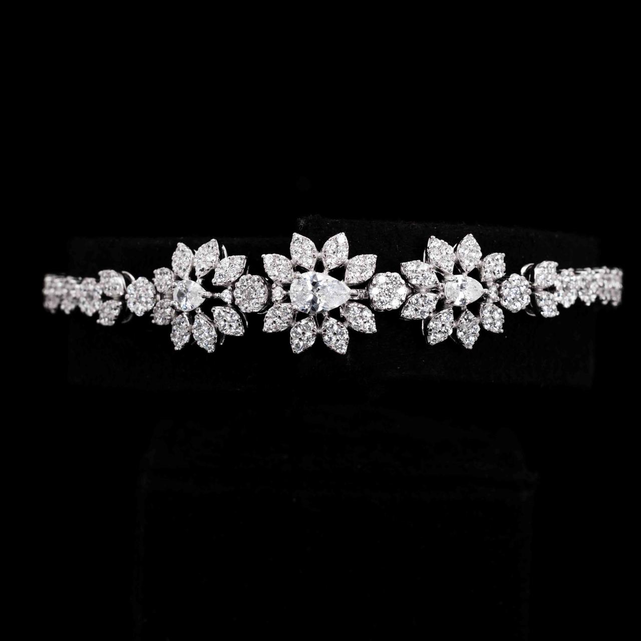 Monica White Bridal Full Set in 925 Silver High Quality Simulated Diamonds - Image 3