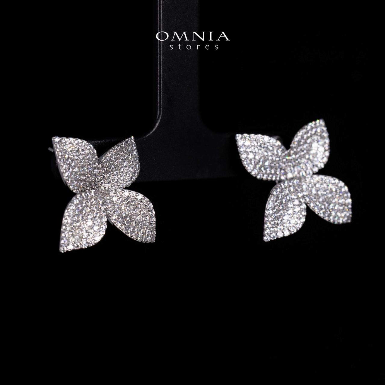 Kimora White Floral Earrings in 925 Silver With High Quality Simulated Diamonds - Image 2