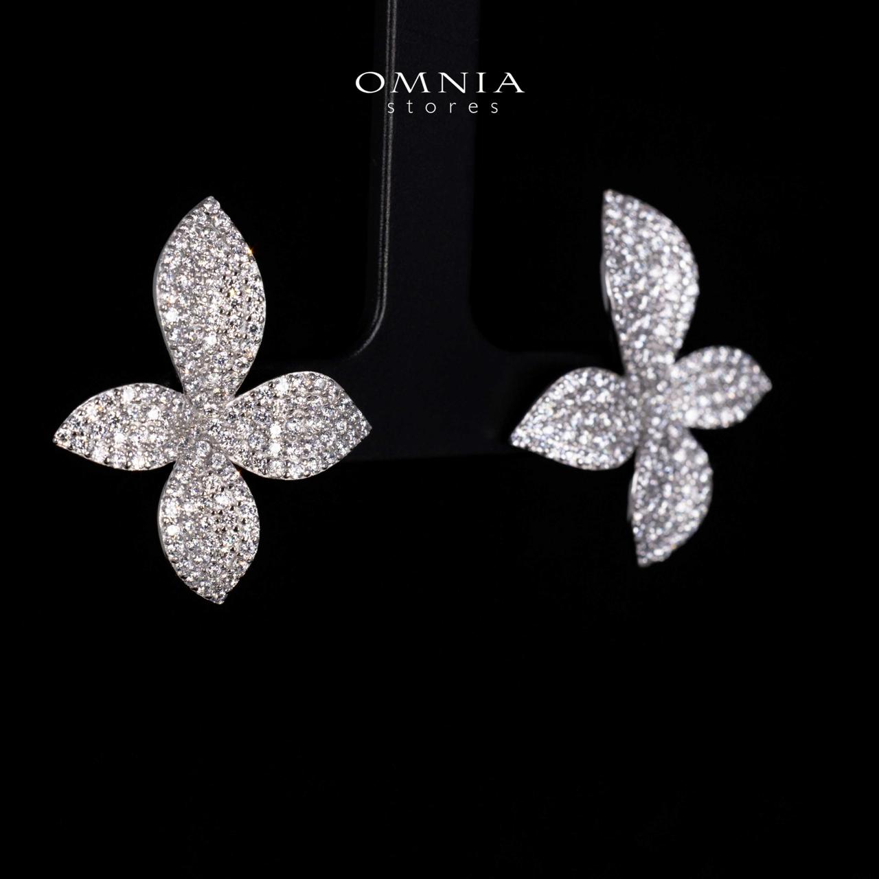 Yuna White Floral Earrings in 925 Silver With High Quality Simulated Diamonds - Image 2