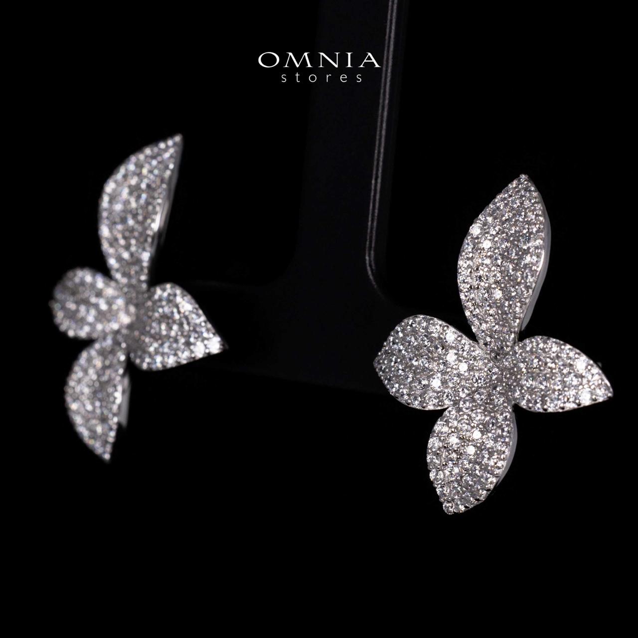 Yuna White Floral Earrings in 925 Silver With High Quality Simulated Diamonds - Image 4
