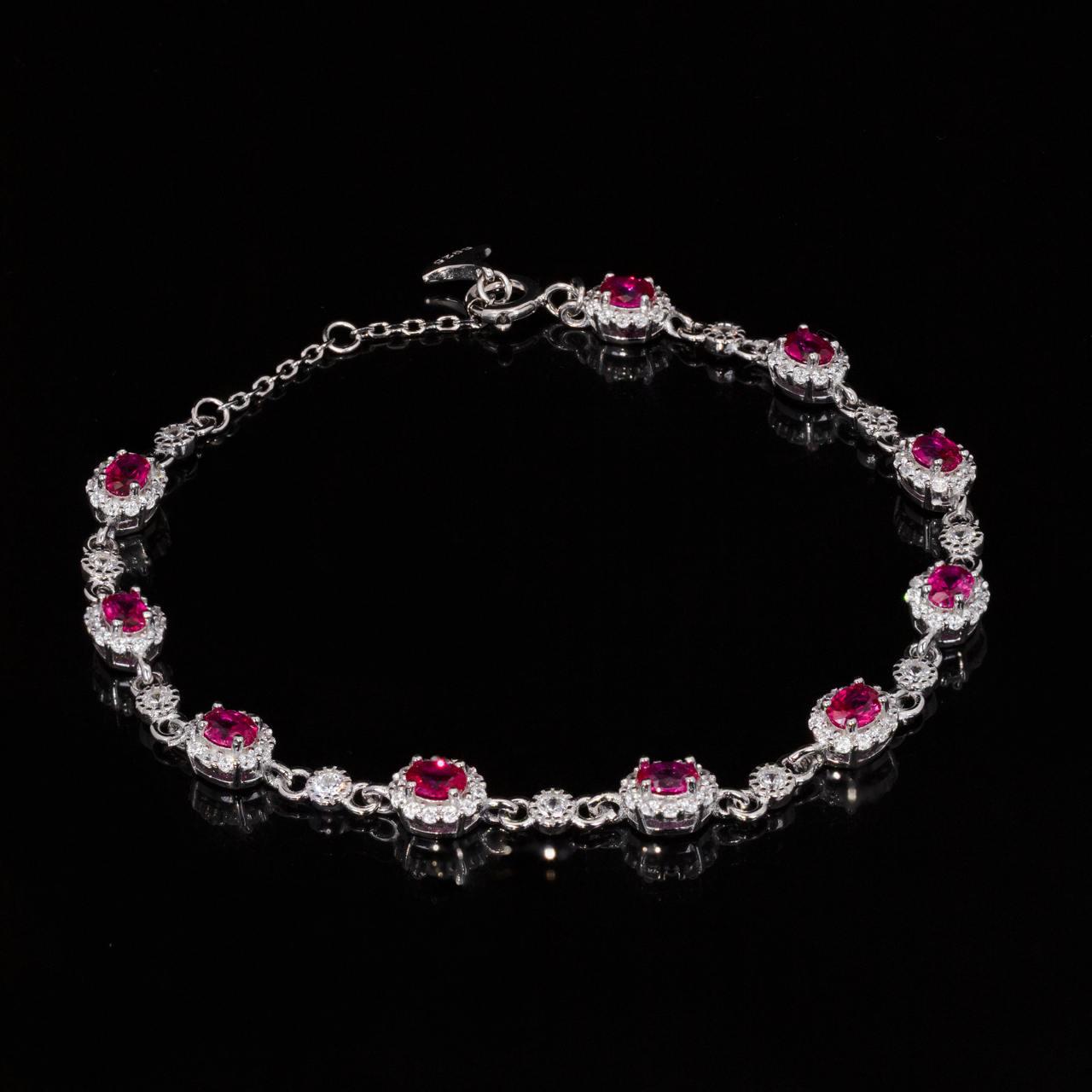Juana Red Bracelet in 925 Silver With High Quality Simulated Diamonds - Image 2