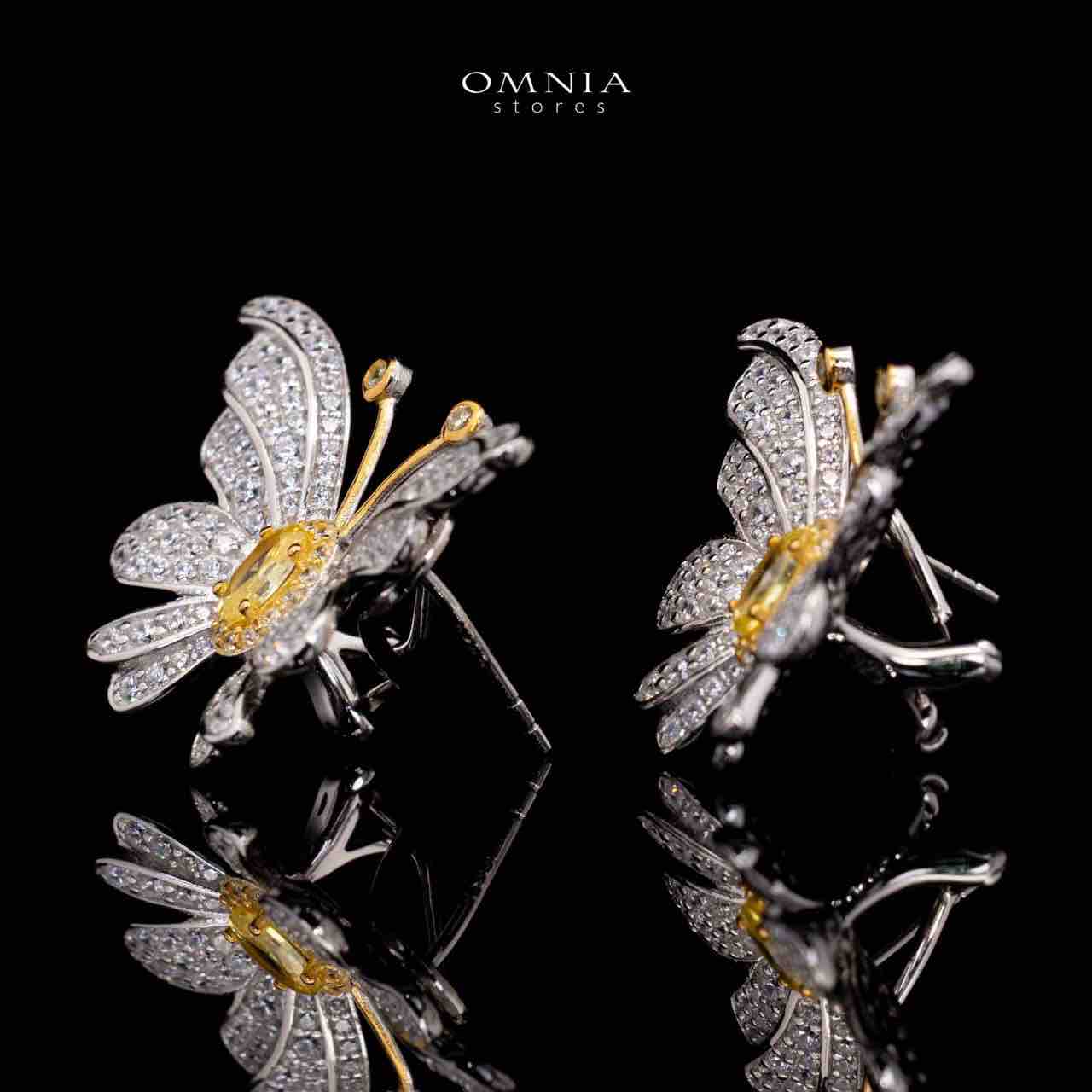 Alara Yellow Butterfly Clip Earrings in 925 Silver With High Quality Simulated Diamonds - Image 4