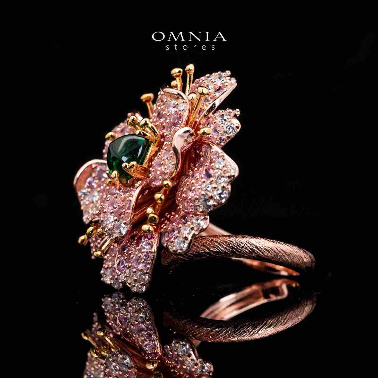 Lillie Flower Rose Gold Ring in 925 Silver With High Quality Simulated Diamonds - Image 2